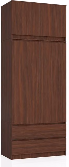 Armadio AKORD S90 con sopralzo Wengé 90 cm 2 ante 2 cassetti 90x51x234 cm