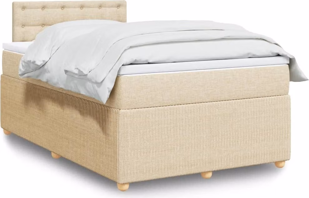 Maison Exclusive - Giroletto a Molle con Materasso Crema 120x190 cm in Tessuto