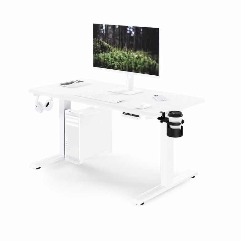 Scrivania ergonomica, regolabile in altezza, colore bianco: 120 x 60 cm: ARIA