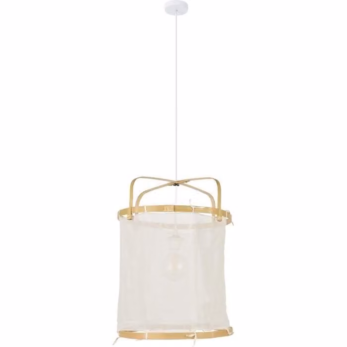 Lampada a sospensione Hikari - Tessuto e bambù - Lanterna - E27 - Ø35 cm - Naturale