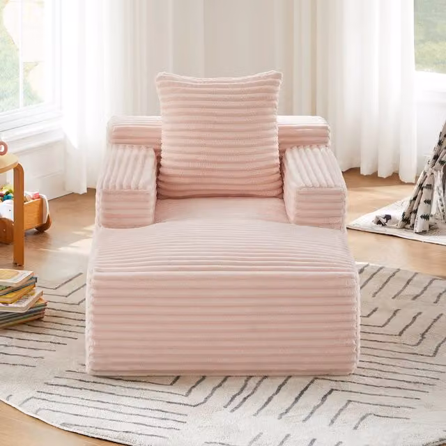 Poltrona letto rosa; chaise longue in velluto a coste; divano relax a un posto