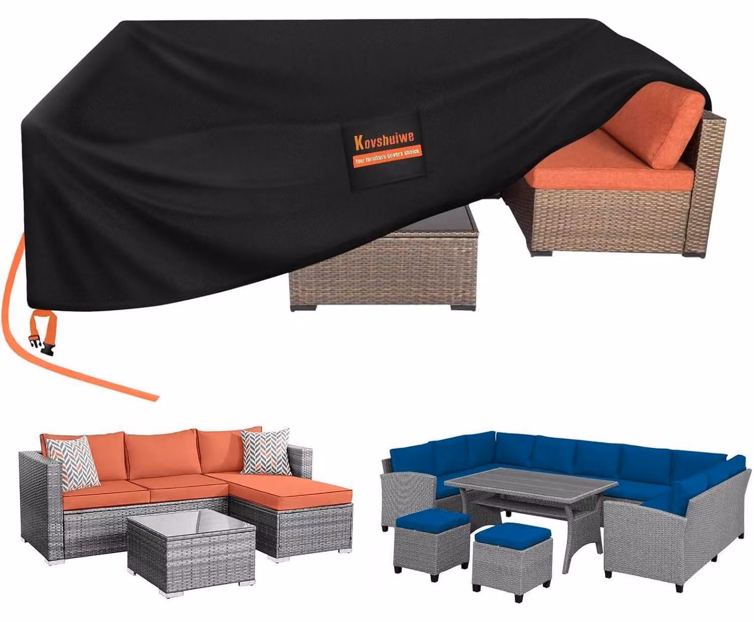 Copertura per mobili da giardino, dimensioni 242x182x100 cm, impermeabile, in tessuto Oxford 420D, resistente, antivento e con protezione UV