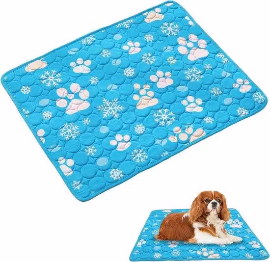 Coperta rinfrescante per cani e gatti, strato ghiacciato, lavabile, estate, cucce, sedili auto, 50 x 40 cm, blu