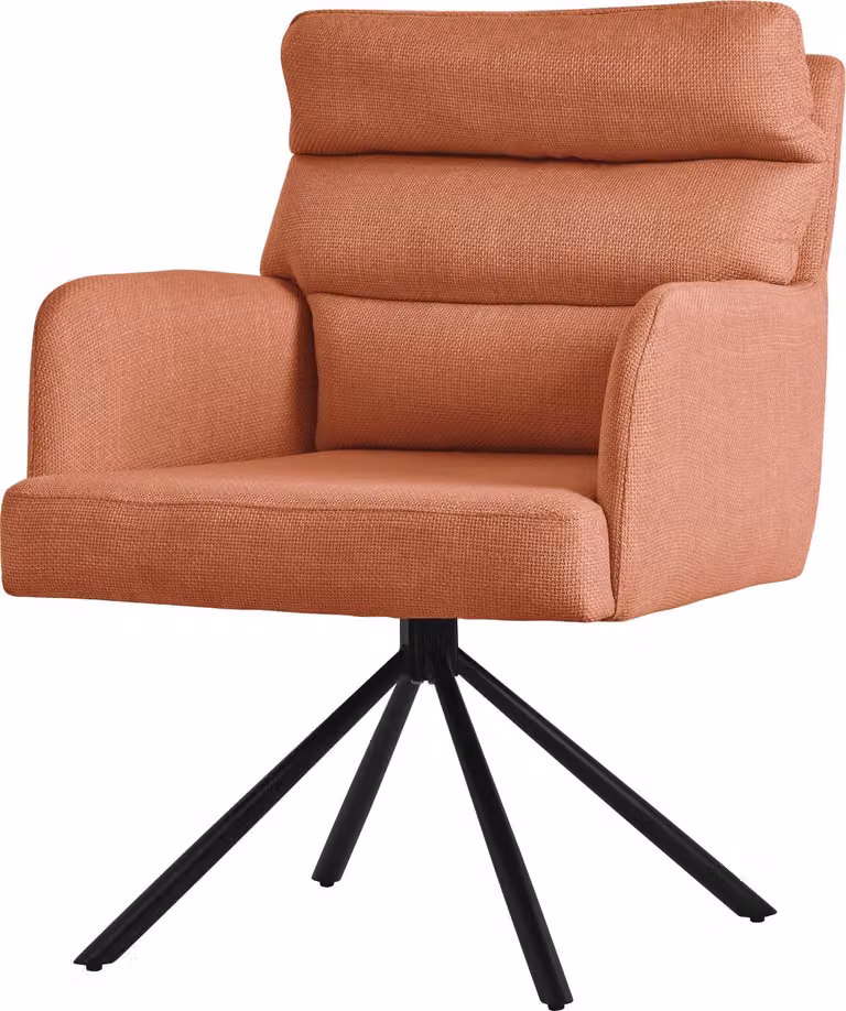 ML-Design sedie da sala da pranzo girevoli arancione sedie da soggiorno con braccioli e schienale cuscino posteriore gambe in metallo rivestimento in poliestere sedia girevole posizione auto