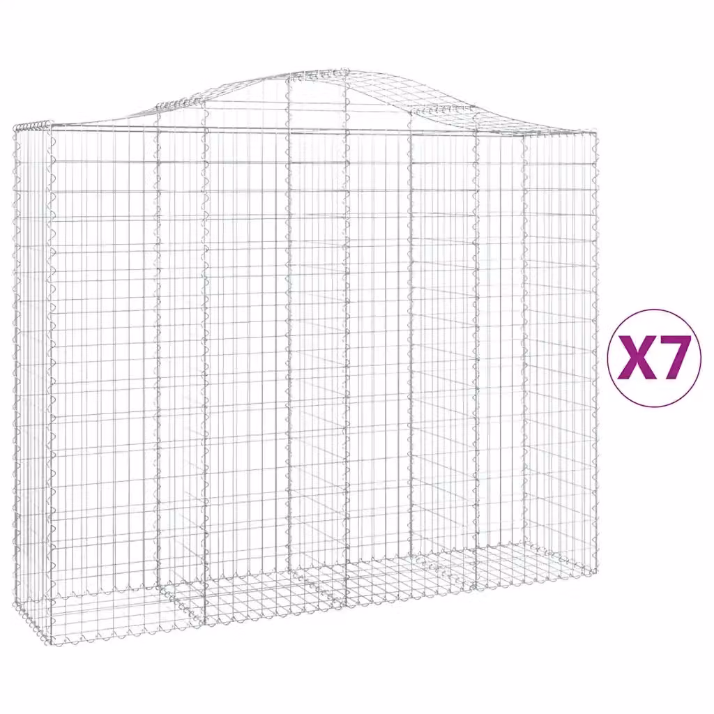 Set di 7 Cesti Gabbioni ad Arco vidaXL in Acciaio Zincato Argento L: 200 cm, P: 50 cm, H: 160-180 cm – 2