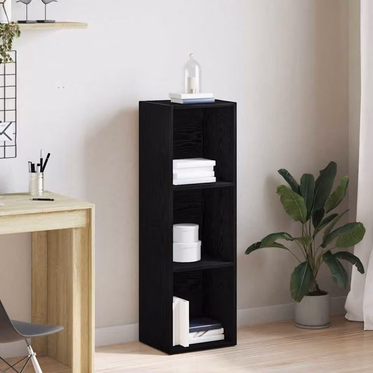 Libreria vidaXL in legno multistrato e MDF, colore nero, L 36 cm x P 30 cm x H 114 cm