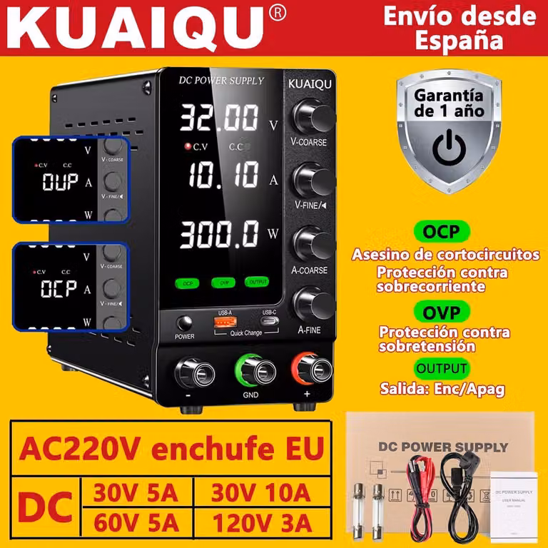 Alimentatore da laboratorio - Alimentatore DC regolabile - Uscita 0–30V 5A - Potenza 150W - Protezione OVP/OCP - Regolazione fine con encoder - Ingresso 220V - 30V 5A 150W