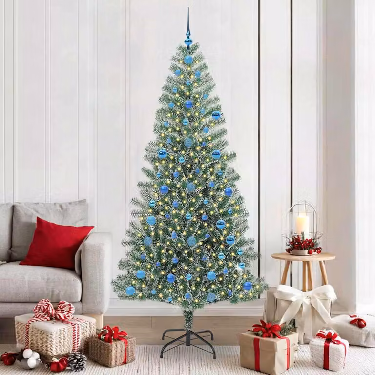 Maison Exclusive - Albero di Natale artificiale, ricoperto di neve, con luci LED, altezza 210 cm