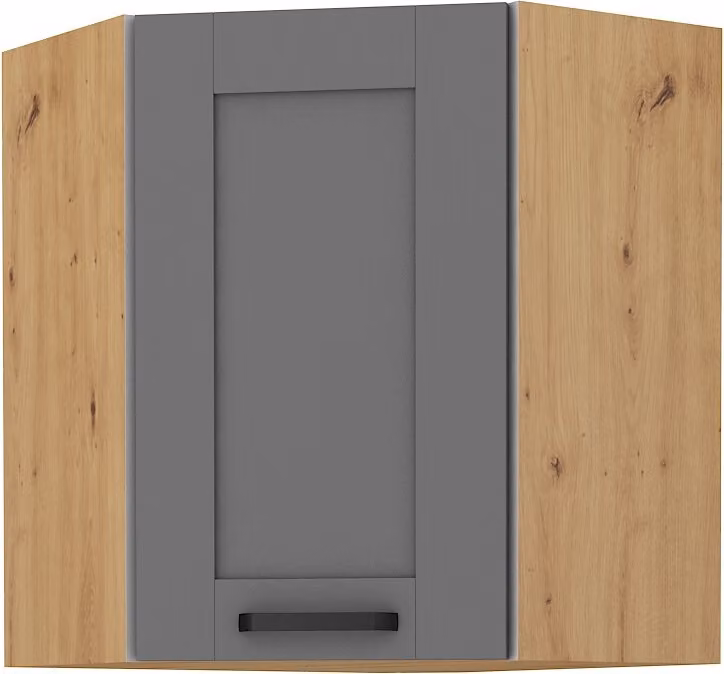 Armadietto superiore ad angolo LAILI - 60x60 cm, grigio / rovere artisan