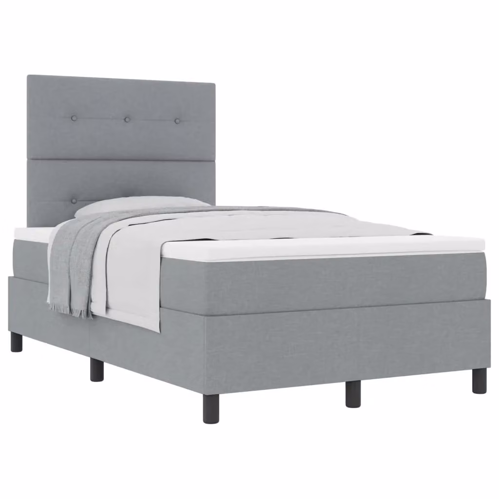 Letto a molle con testiera vidaXL in tessuto grigio L/P/H: 200 x 120 x 28 cm – 2