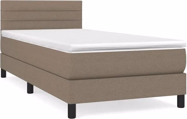 Letto singolo | Letto per adulti | Giroletto a Molle con Materasso Tortora 90x190 cm in Tessuto