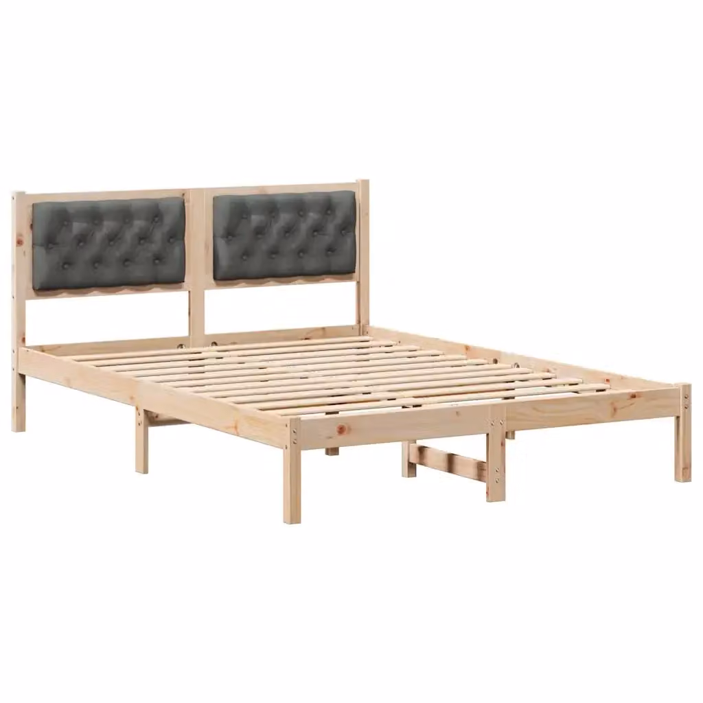 Struttura del letto in pino massello vidaXL Grigio scuro 140 x 190 cm – 2