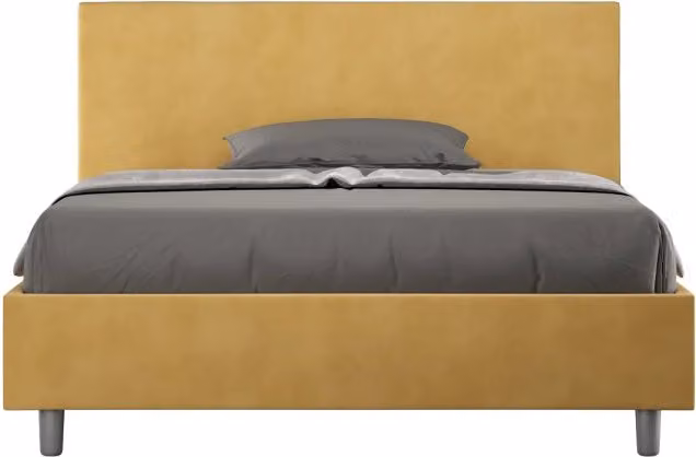 Letto matrimoniale francese Adele Ityhome con contenitore in microfibra gialla L/P/H: 140 x 190 x 155 cm – 1