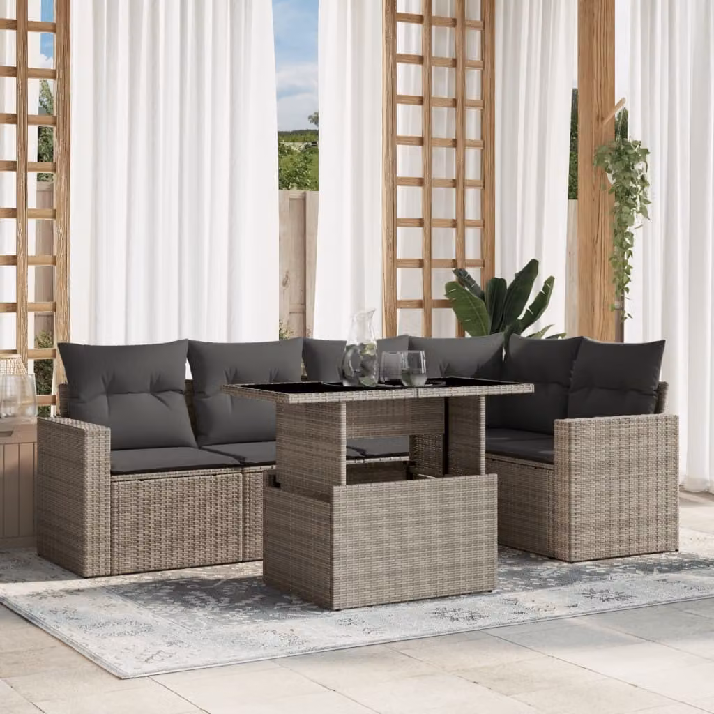 Maison Exclusive - Set Divano da Giardino 6pz con Cuscini Grigio Chiaro Polyrattan