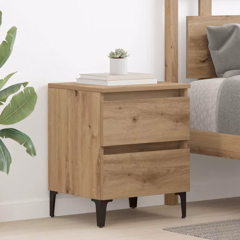 Armadio da notte vidaXL in legno e metallo marrone opaco L 40 cm x P 35 cm x H 50 cm