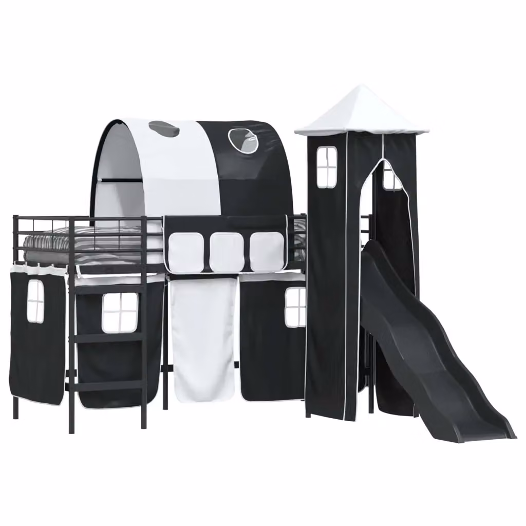 Letto a castello per bambini vidaXL in metallo con struttura a casetta e scala, L/P/H: 190 x 90 x 194 cm – 2