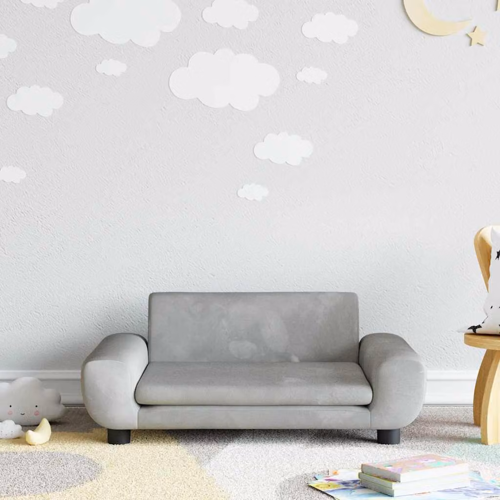 Divano per bambini vidaXL in velluto grigio, L: 70 cm, P: 45 cm, H: 33 cm