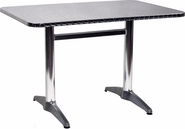 Tavolo rettangolare da giardino moderno Vorghini in alluminio e acciaio color argento L: 110 cm, P: 70 cm, H: 70 cm