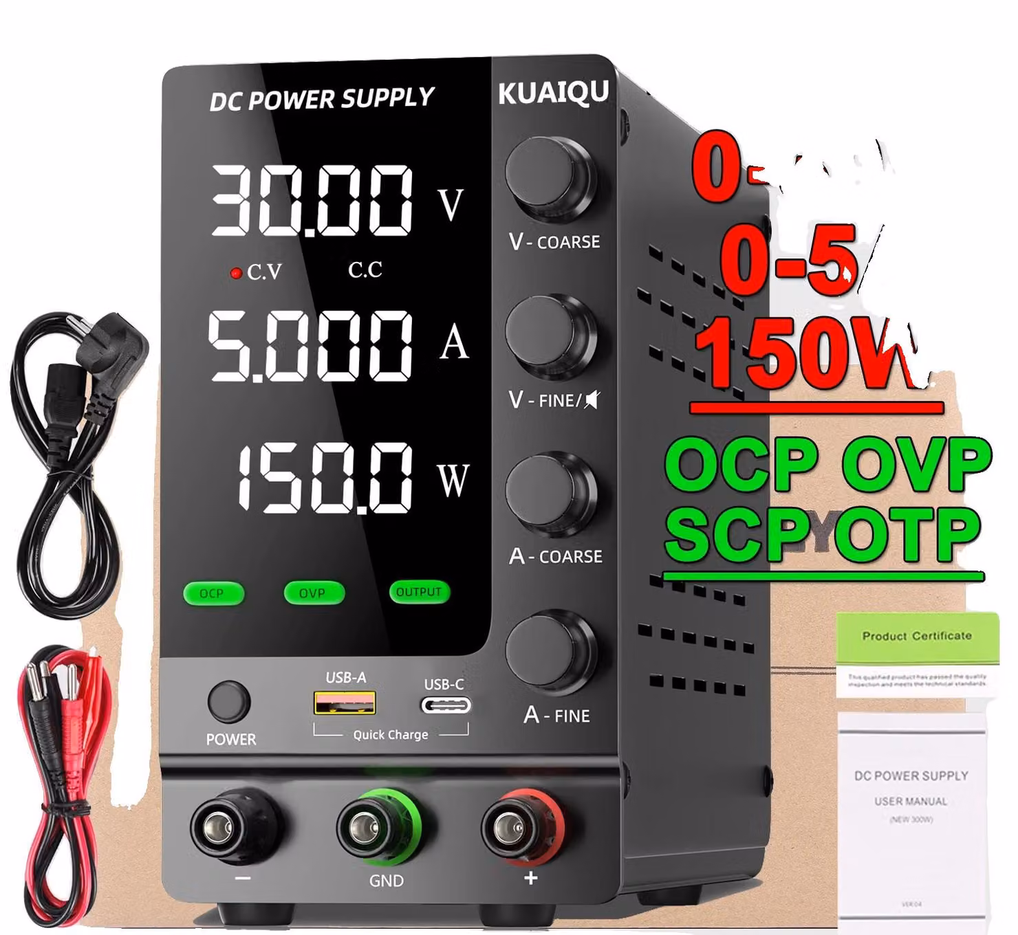 Alimentatore DC, tensione regolabile, protezioni integrate, modello SPS-C305S