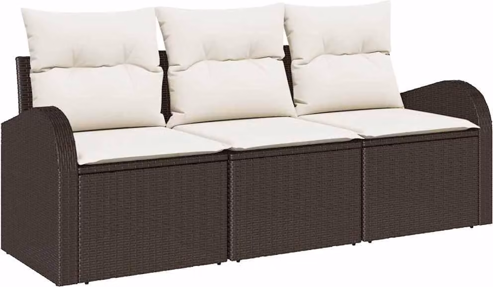 Set Divano da Giardino Marrone polyrattan