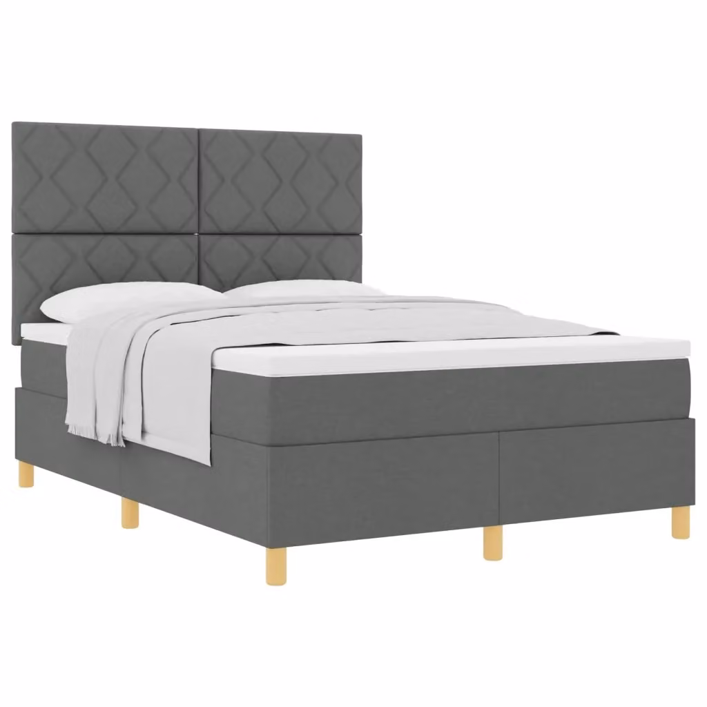 Letto a molle con testiera vidaXL in tessuto grigio con molle a tasche L/P/H: 160 x 200 x 280 cm – 2