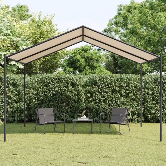 Tenda a Baldacchino Beige 4x4 m in Acciaio e Tessuto 362454