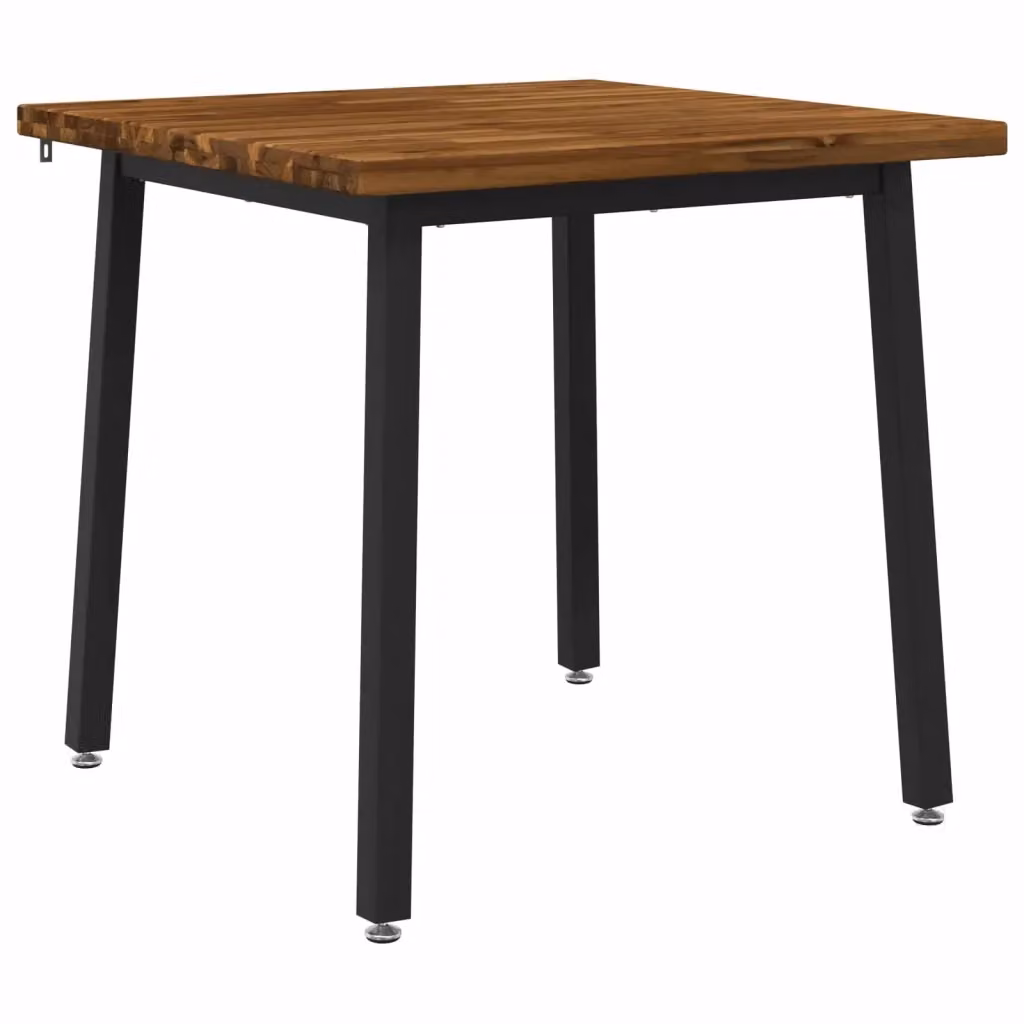 Tavolo da pranzo quadrato vidaXL in legno di acacia naturale e nero L/P/H: 80 x 80 x 75 cm – 2