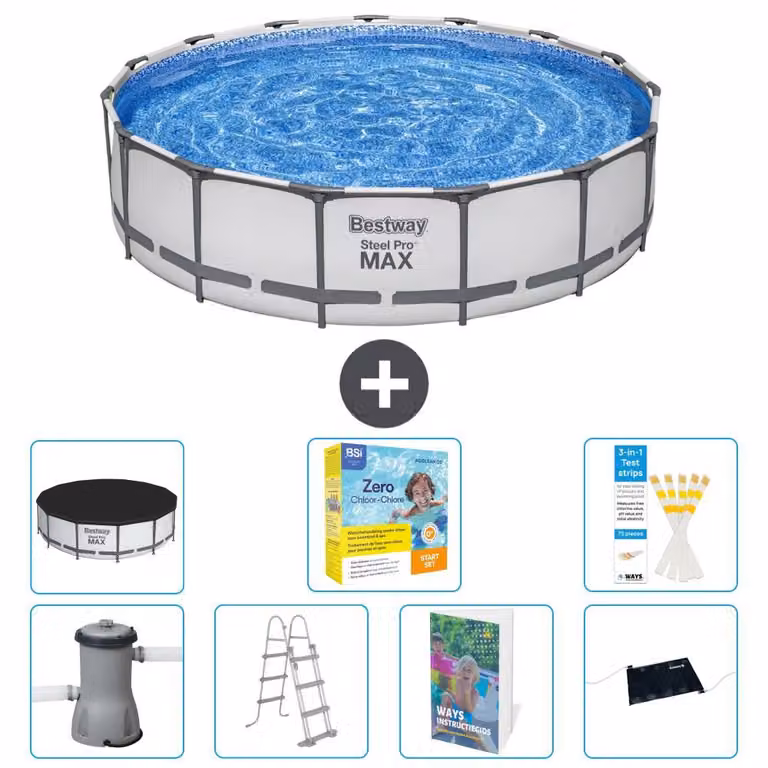 Piscina gonfiabile Bestway Steel Pro MAX, rotonda, 457x122 cm, composta da 6 parti, modello S582