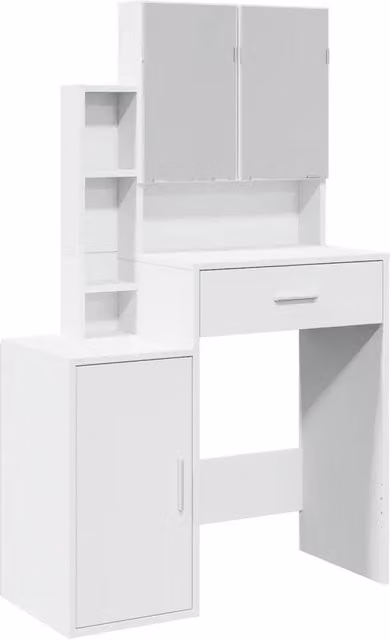 Toeletta | Tavolo da Trucco con Armadietto Bianco 80x35x132 cm