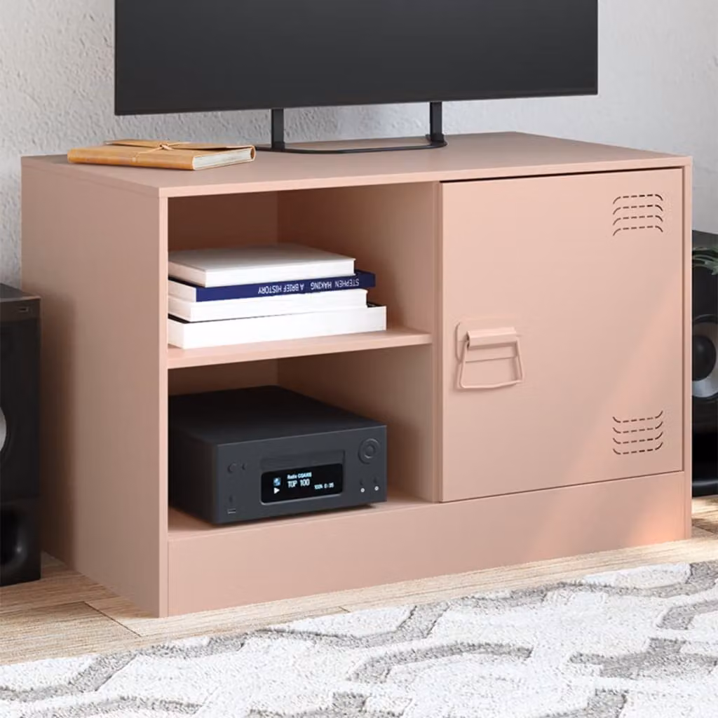 Mobile TV vidaXL Rosso in Metallo e MDF L: 67 cm, P: 39 cm, H: 44 cm