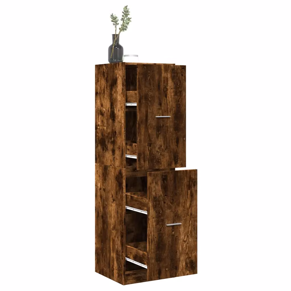 Armadietto da Farmacia a Parete vidaXL in Rovere Fumo, L: 40 cm, P: 41 cm, H: 144,5 cm