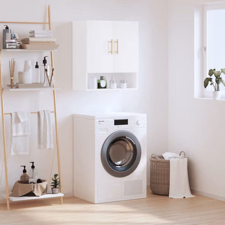 Armadietto a muro moderno vidaXL in legno bianco con ripiani interni L: 60 cm, P: 31 cm, H: 70 cm