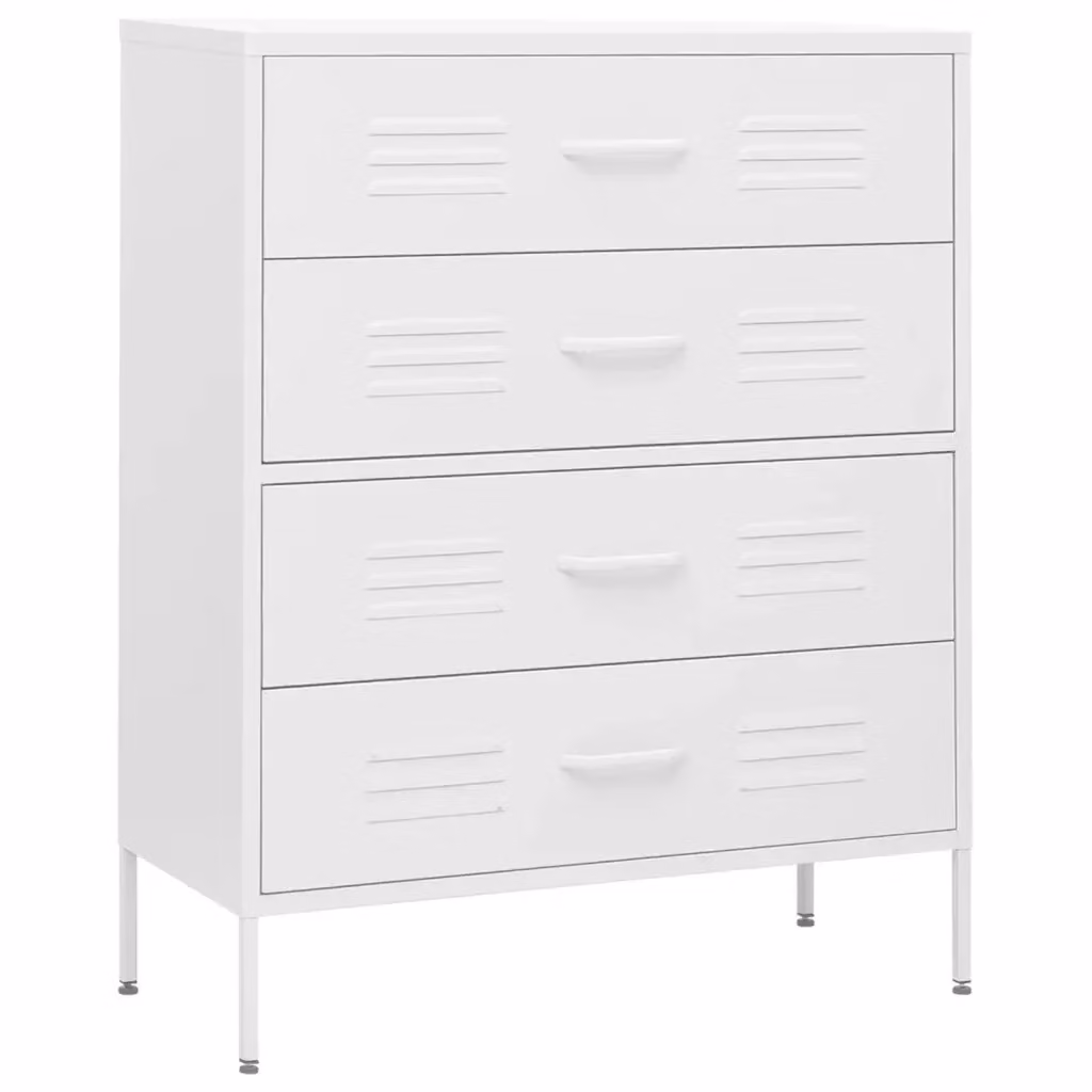 vidaXL Cassettiera in Metallo Bianca per Home Office L: 80 cm, P: 35 cm, H: 101,5 cm – 2