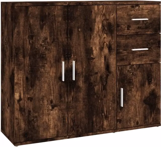 Credenza Buffet in Legno Multistrato Rovere Fumo Marrone L: 91 cm, P: 29,5 cm, H: 75 cm – 1