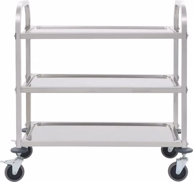 Carrello da cucina moderno vidaXL a 3 livelli in metallo color argento, L/P/H: 95 x 45 x 83,5 cm