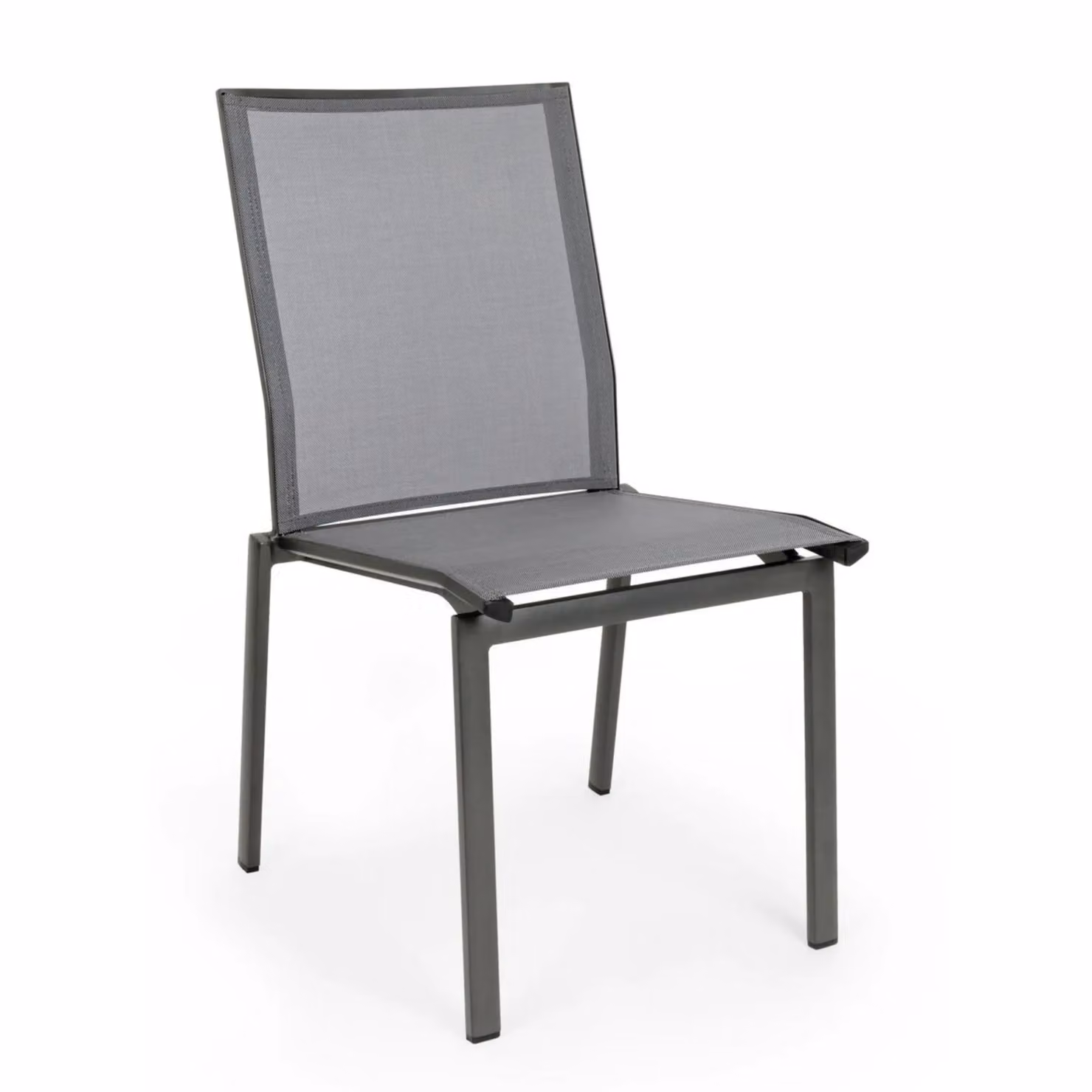 Set 4 sedie da giardino ZARAGOZA in textilene e alluminio antracite, impilabile