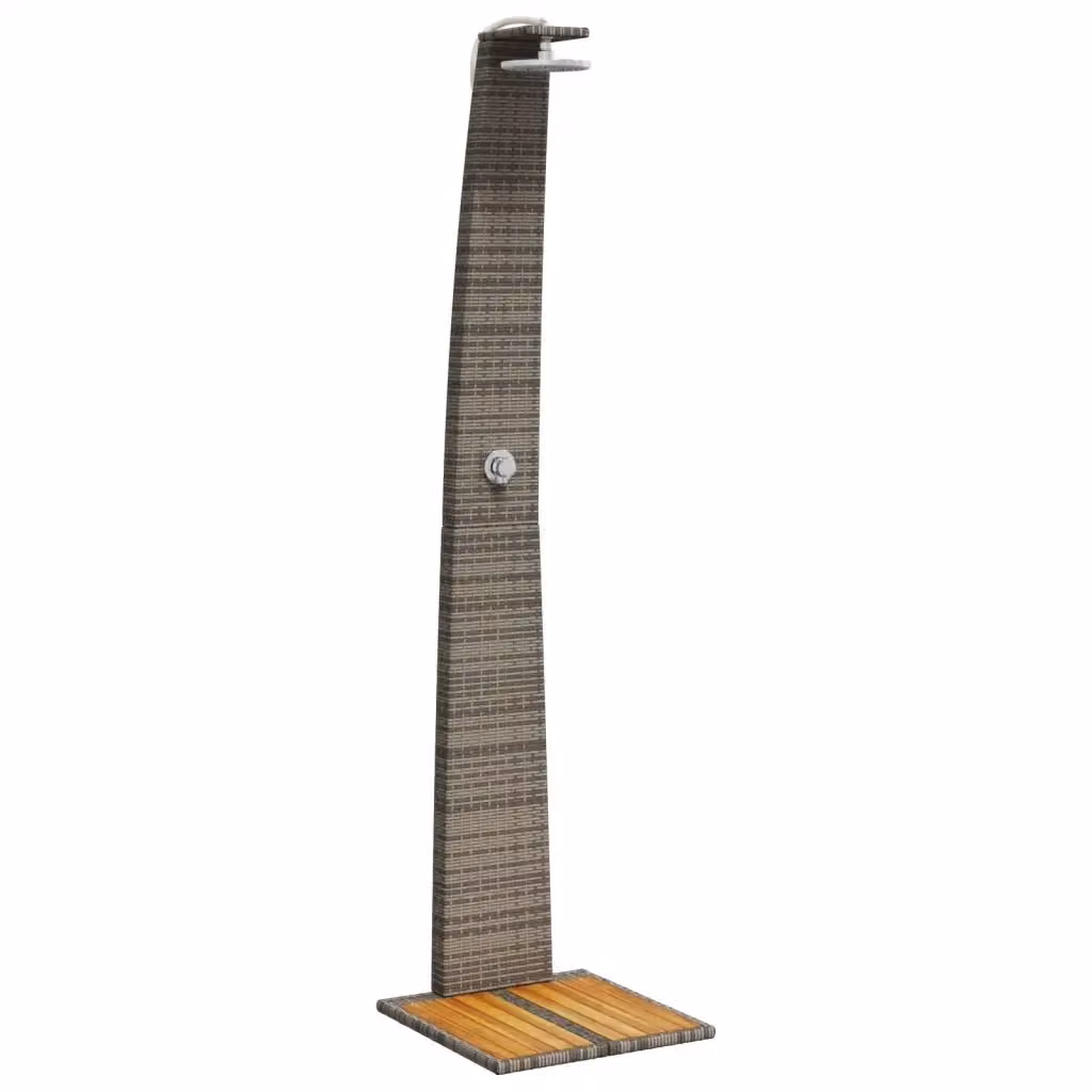 Doccia da esterno Videx in polyrattan e legno di acacia, colore grigio, L: 55 cm, P: 60 cm, H: 224 cm – 2