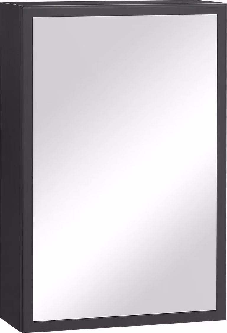 Fortuna Lai Armadio a specchio Moderno armadio pensile con specchio 3 ripiani Nero 40x15x60 cm per bagno e contenimento salvaspazio
