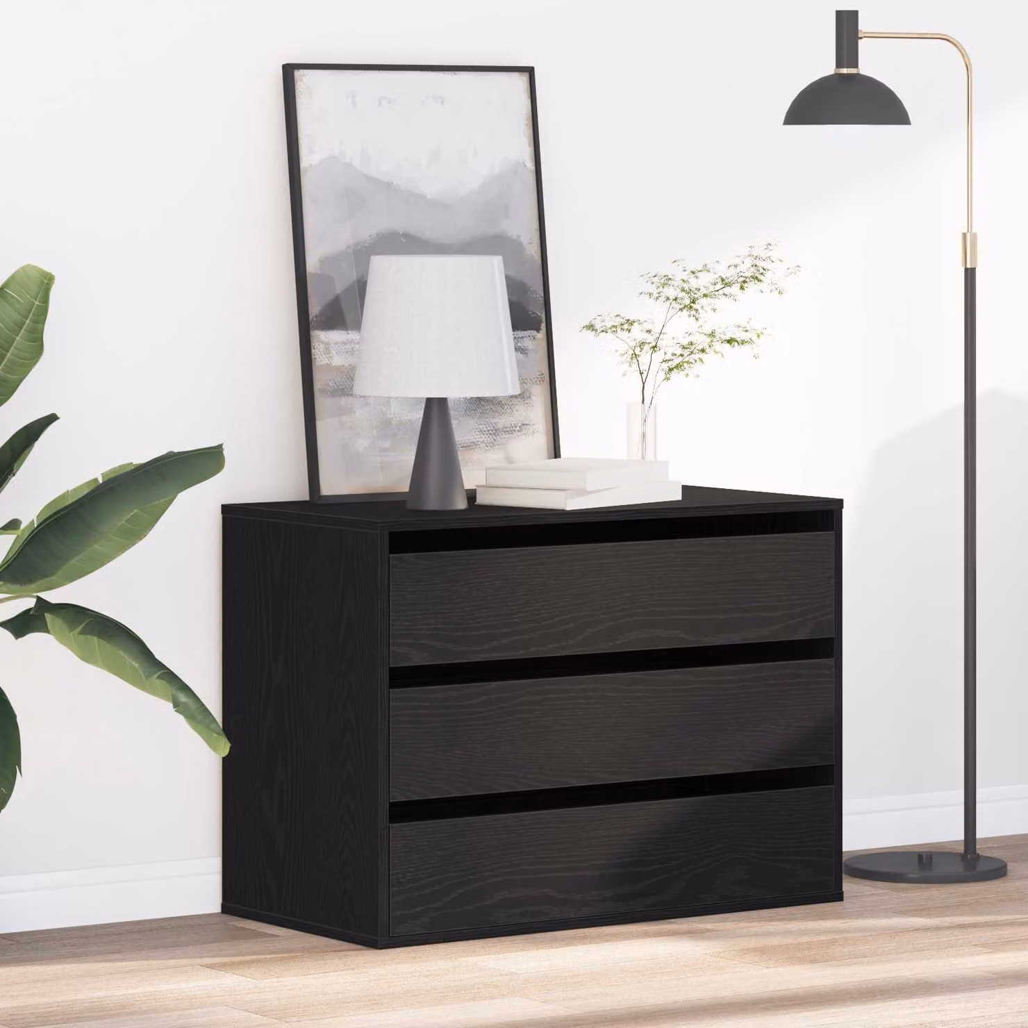 Carrello mobile con 3 cassetti vidaXL nero L: 80 cm, P: 41 cm, H: 58 cm