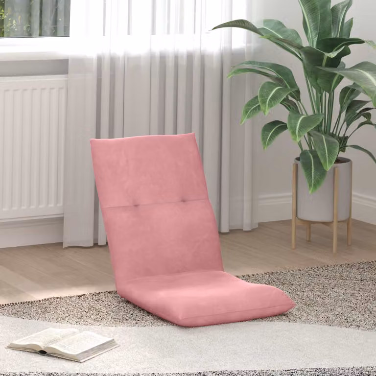 Sedia a pavimento regolabile vidaXL in velluto rosa con struttura in metallo