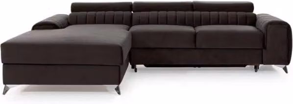 Divano ad angolo sinistro JAYSON MEUBLORAMA Grigio Antracite con funzione letto e pouf coordinato design moderno