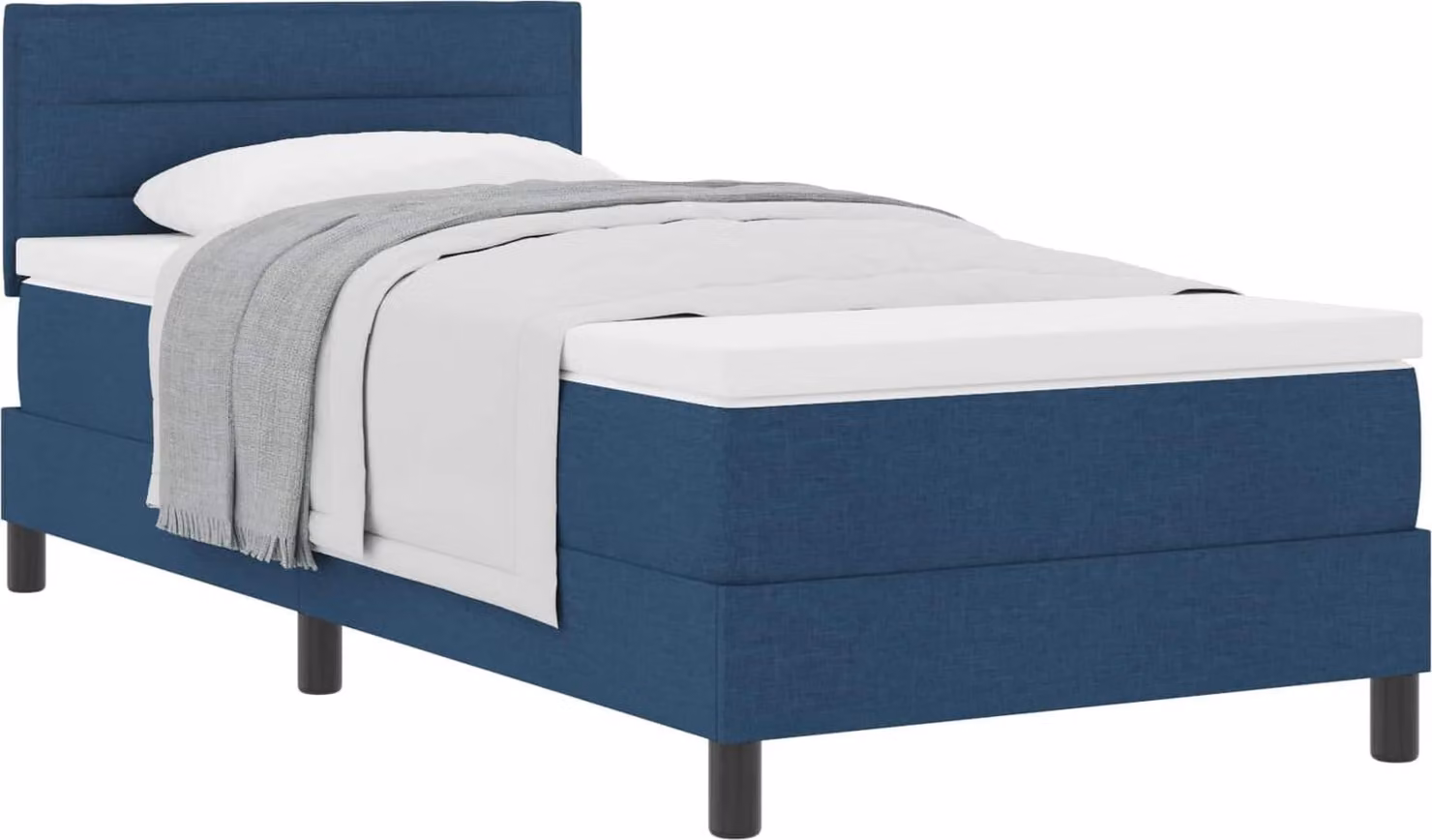 Letto boxspring con cuscini e testiera VidaXL, blu, 90 x 190 cm, tessuto