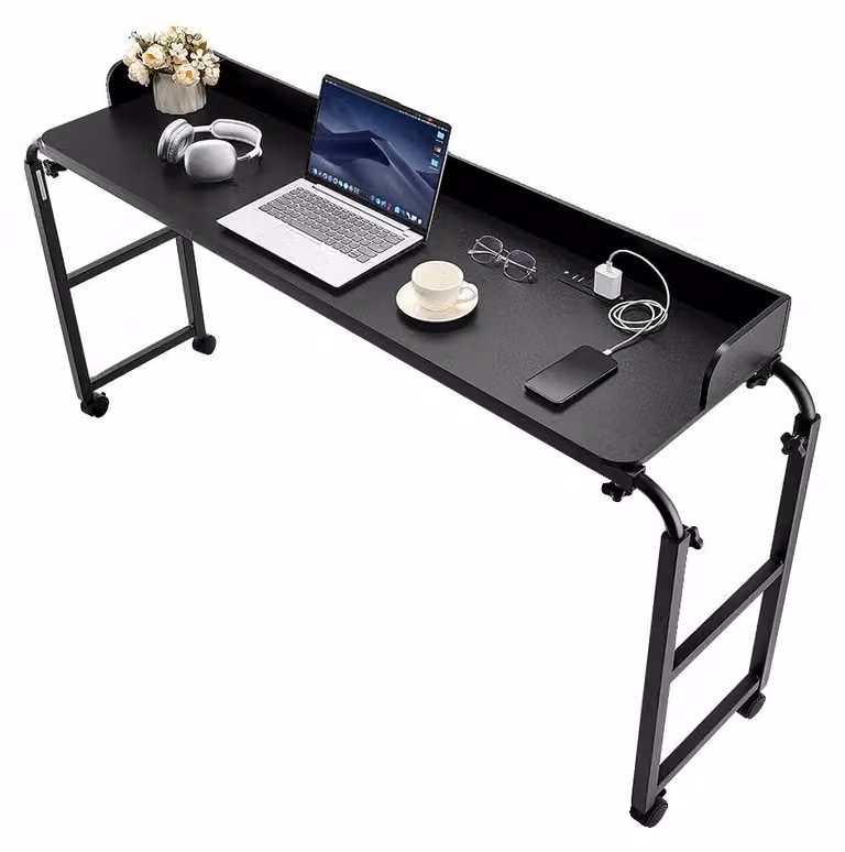 Tavolino da letto, regolabile in altezza, design mobile, colore nero