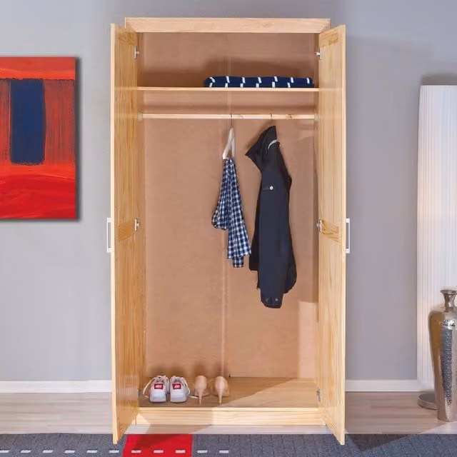 Armadio Multiuso Terzorio DMORA con 2 Ante, Appendiabiti e Ripiani, Marrone Rovere, L: 95 cm, H: 190 cm