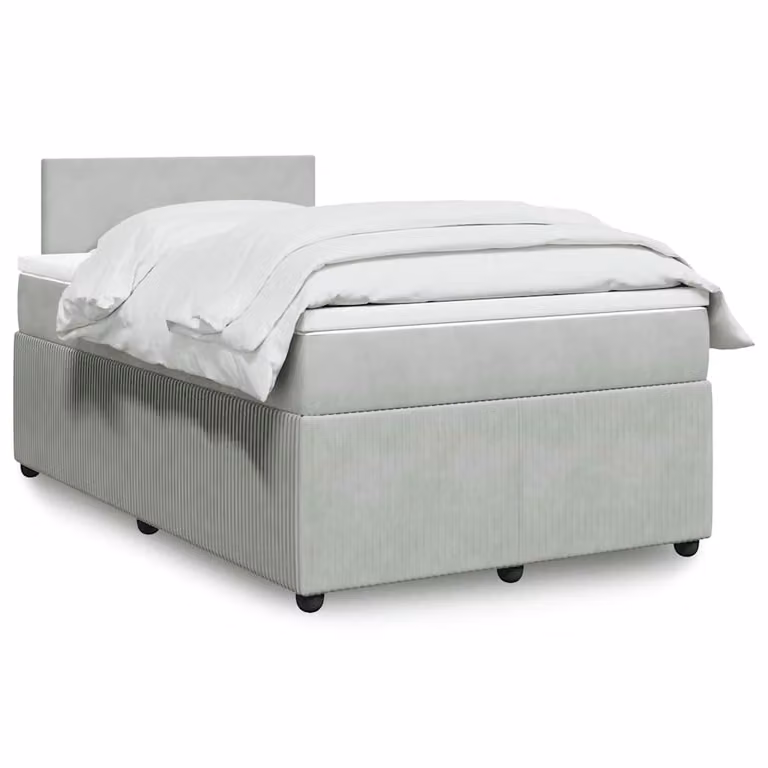 vidaXL Letto Ibrido con Materasso in Velluto Grigio e Bianco L/P/H: 120 x 200 cm