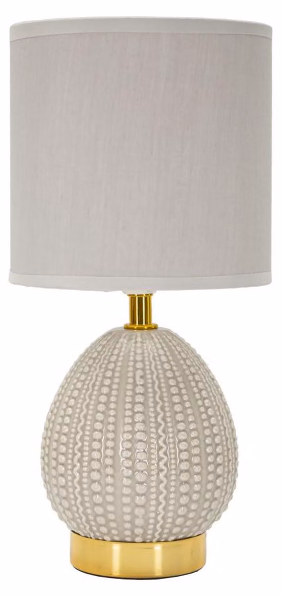 Lampada da comodino Flavi Grigia in Vetroceramica con paralume in tessuto — Ø 15 cm