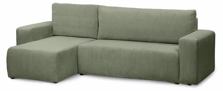 Divano a tre posti con funzione letto, colore grigio-verde, modello Kingi