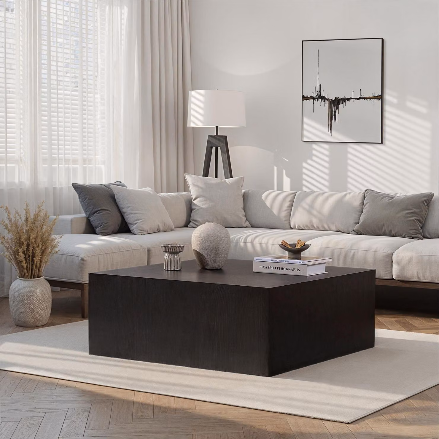 Skye Decor, Prizma - Wood Black, tavolino, legno nero, 100% MDF, 90 x 90 x 35 cm