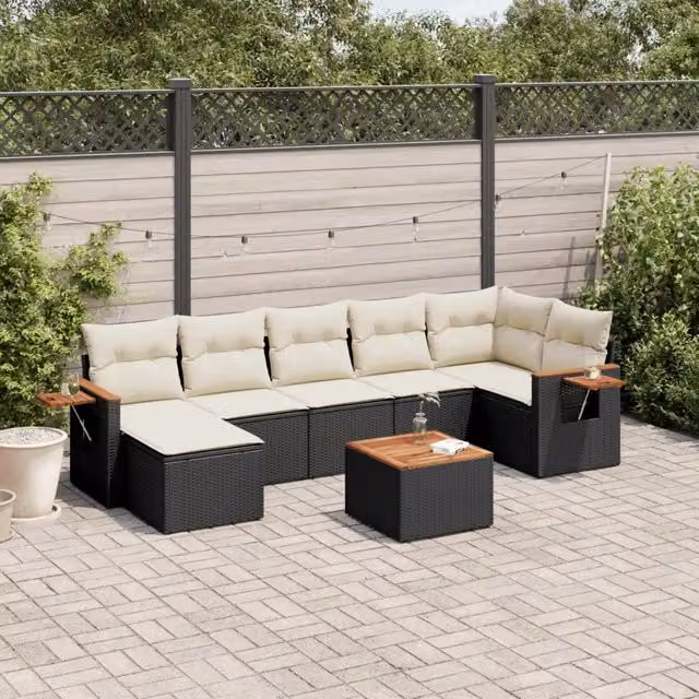 Set Divani da Giardino con Cuscini 8 pz Nero in Polyrattan 3259438