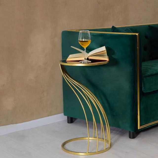 Tavolino da salotto Broome DMORA oro e nero con piano in vetro e struttura in metallo, L/P/H: 35 x 35 x 60 cm